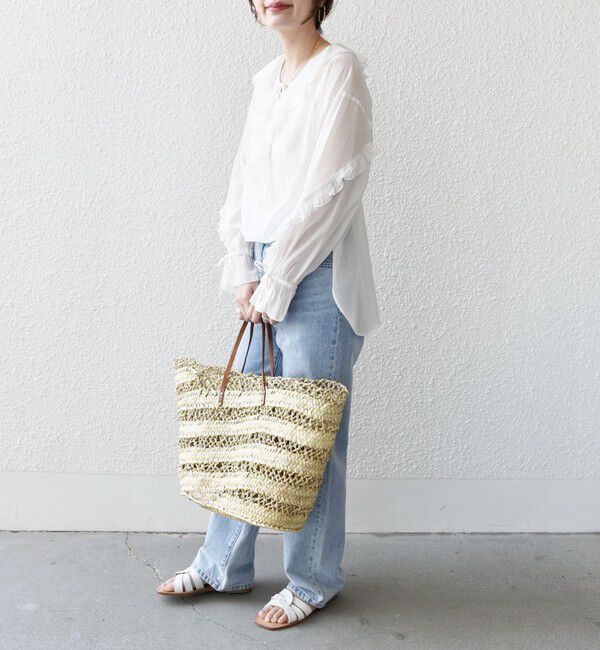 SHIPS for women「* 〈手洗い可能〉強撚 コットン シアー ボイル フリル ブラウス ◇」|シャツ・ブラウス|