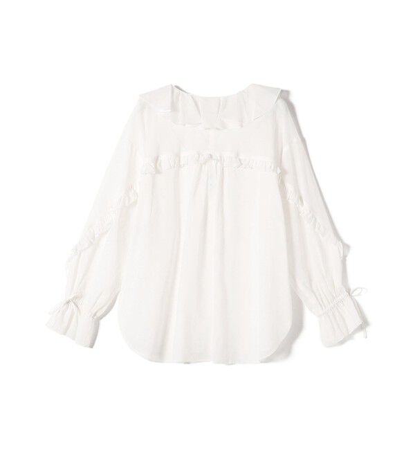 SHIPS for women「* 〈手洗い可能〉強撚 コットン シアー ボイル フリル ブラウス ◇」|シャツ・ブラウス|