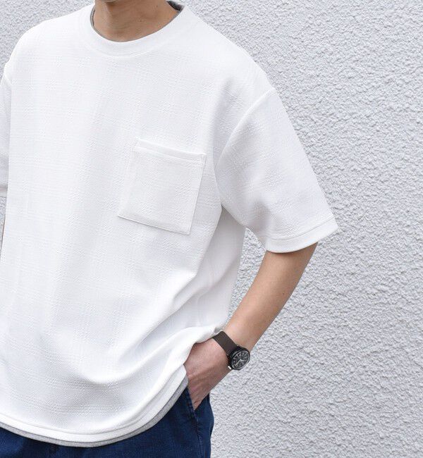 SHIPS any「【WEB限定】SHIPS any: ジャカード フェイクレイヤード ポケット Tシャツ◇」|Tシャツ・カットソー|ホワイト