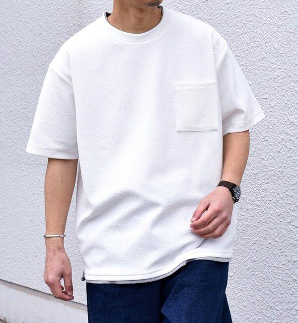 SHIPS any「【WEB限定】SHIPS any: ジャカード フェイクレイヤード ポケット Tシャツ◇」|Tシャツ・カットソー|