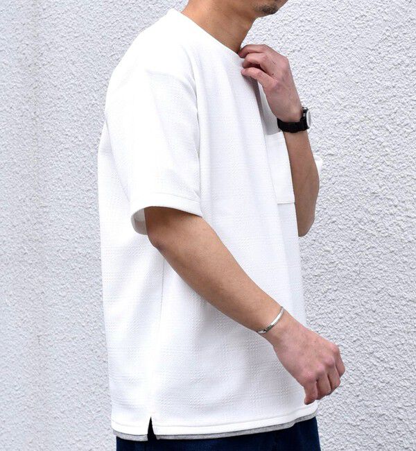 SHIPS any「【WEB限定】SHIPS any: ジャカード フェイクレイヤード ポケット Tシャツ◇」|Tシャツ・カットソー|