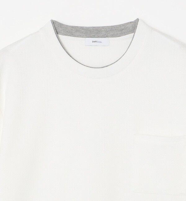 SHIPS any「【WEB限定】SHIPS any: ジャカード フェイクレイヤード ポケット Tシャツ◇」|Tシャツ・カットソー|