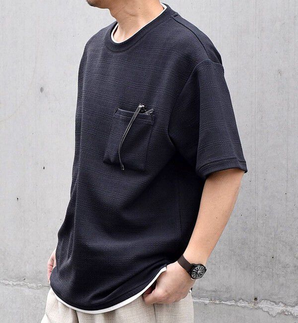 SHIPS any「【WEB限定】SHIPS any: ジャカード フェイクレイヤード ポケット Tシャツ◇」|Tシャツ・カットソー|