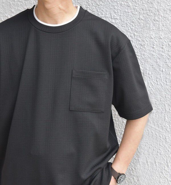 SHIPS any「【WEB限定】SHIPS any: ジャカード フェイクレイヤード ポケット Tシャツ◇」|Tシャツ・カットソー|ブラック