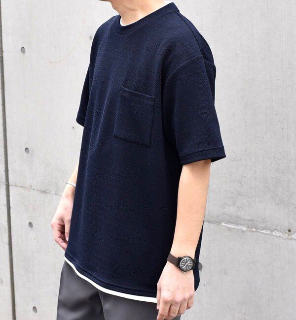 SHIPS any「【WEB限定】SHIPS any: ジャカード フェイクレイヤード ポケット Tシャツ◇」|Tシャツ・カットソー|