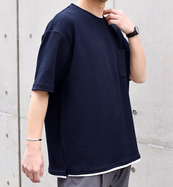 SHIPS any「【WEB限定】SHIPS any: ジャカード フェイクレイヤード ポケット Tシャツ◇」|Tシャツ・カットソー|