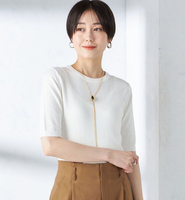 SHIPS for women「〈手洗い可能〉コットン ナイロン リブ ニット TEE」|ニット・セーター|