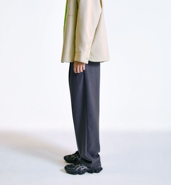 SHIPS「City Ambient Products: T/Rフラノ 2プリーツ ワイドテーパード スラックス」|スラックス|