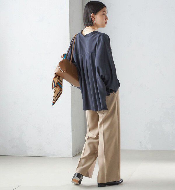 SHIPS for women「〈手洗い可能〉バンドカラー ショート 羽織り シャツ」|シャツ・ブラウス|