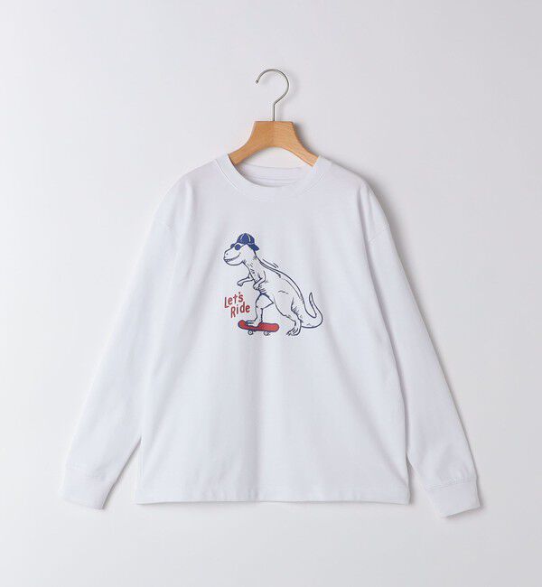 SHIPS KIDS「SHIPS KIDS:140～160cm /〈吸水速乾〉恐竜 プリント 長袖 TEE」|Tシャツ・カットソー|ホワイト系