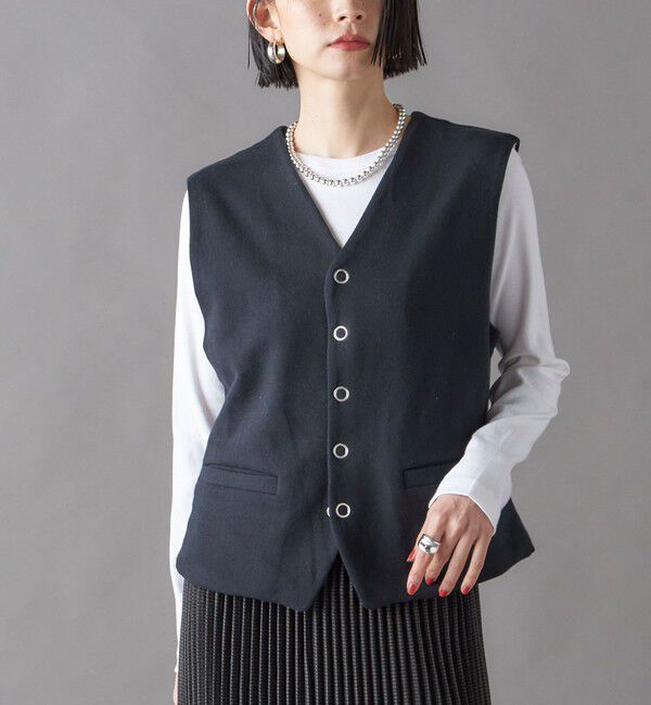 SHIPS for women「SHIPS NINE CASE:〈手洗い可能〉スウェット ベスト」|ベスト・ジレ|ブラック
