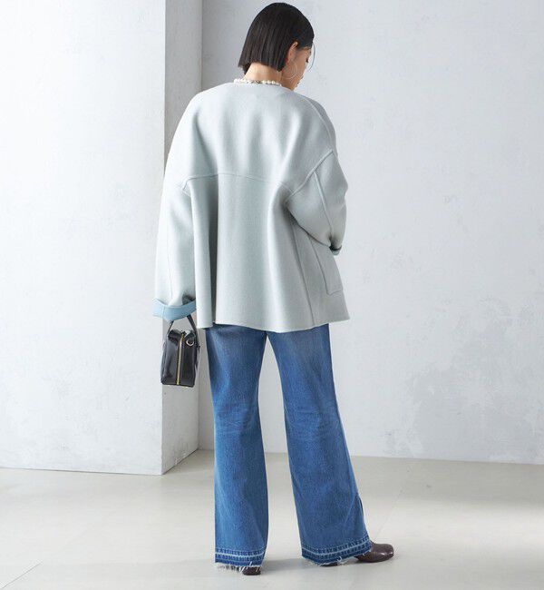 SHIPS for women「リバー ファー ポケット コート」|ノーカラーコート|