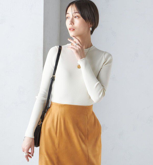 SHIPS for women「〈手洗い可能〉レーヨン ポリ リブ クルーネック プルオーバー」|ニット・セーター|