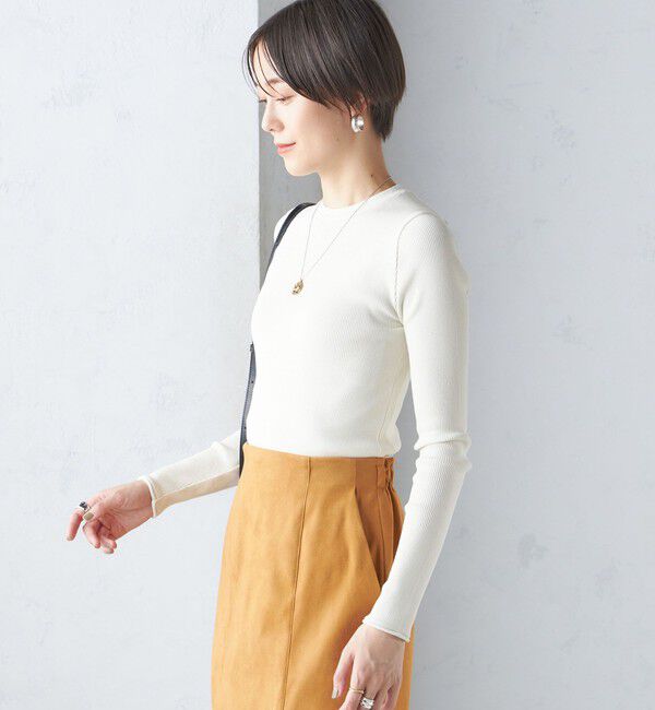 SHIPS for women「〈手洗い可能〉レーヨン ポリ リブ クルーネック プルオーバー」|ニット・セーター|