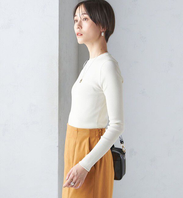 SHIPS for women「〈手洗い可能〉レーヨン ポリ リブ クルーネック プルオーバー」|ニット・セーター|