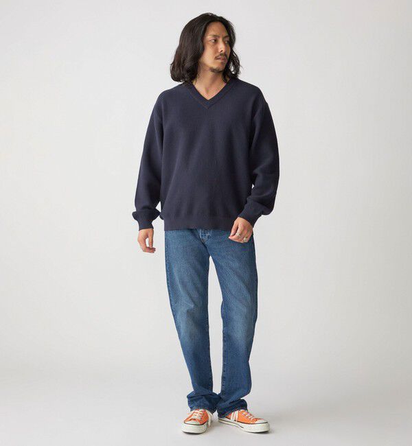 SHIPS「SHIPS:〈洗濯機可能〉SOLOTEX(R) コットン ピケ Vネック ニット」|ニット・セーター|