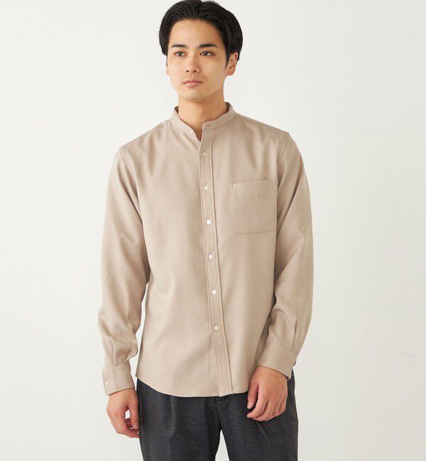 SHIPS Colors 「SHIPS Colors:〈洗濯機可能〉ウールライク バンドカラー シャツ」|シャツ・ブラウス|