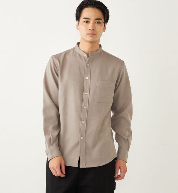 SHIPS Colors 「SHIPS Colors:〈洗濯機可能〉ウールライク バンドカラー シャツ」|シャツ・ブラウス|