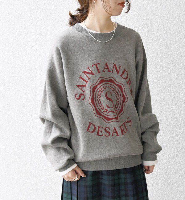 SHIPS any「SHIPS any:〈手洗い可能〉クラブロゴ ジャカード ニット◇」|ニット・セーター|グレー