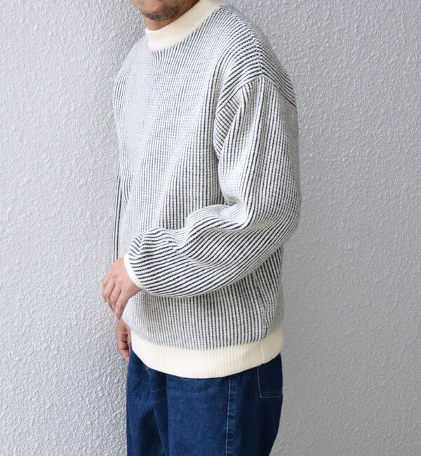 SHIPS any「SHIPS any:〈手洗い可能〉畦編み ストライプ クルーネック ニット◇」|ニット・セーター|