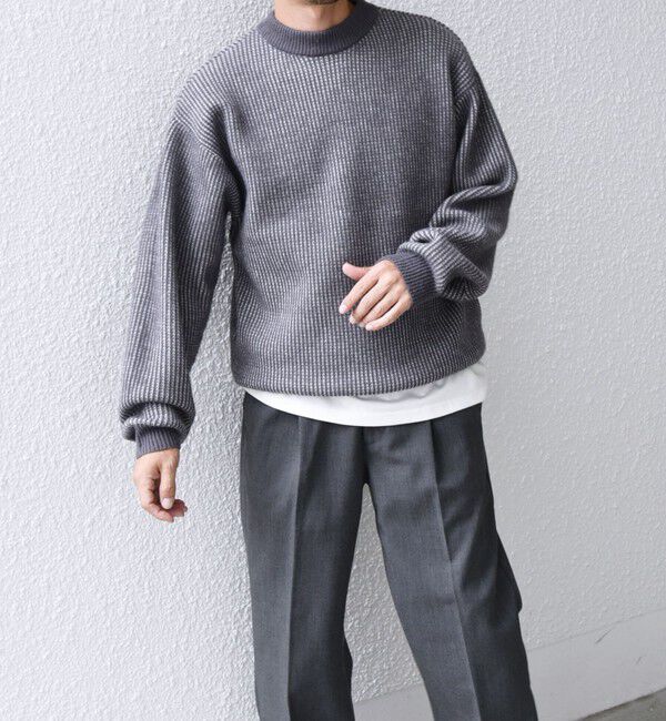 SHIPS any「SHIPS any:〈手洗い可能〉畦編み ストライプ クルーネック ニット◇」|ニット・セーター|