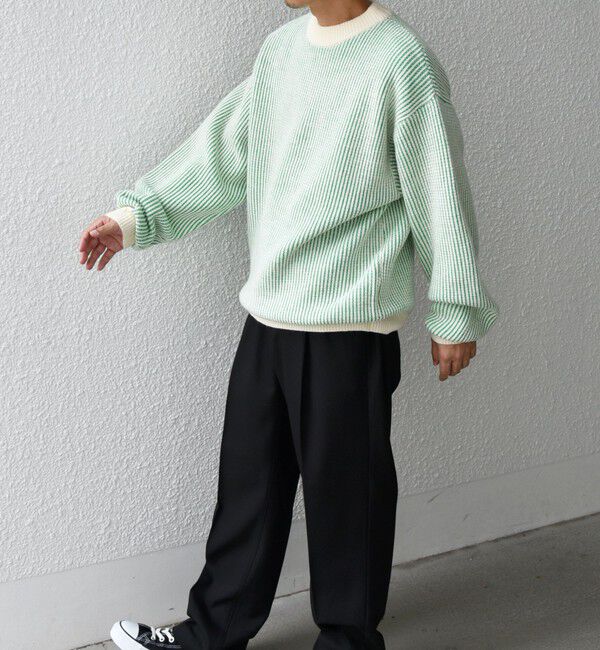 SHIPS any「SHIPS any:〈手洗い可能〉畦編み ストライプ クルーネック ニット◇」|ニット・セーター|