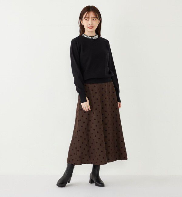 SHIPS Colors 「SHIPS Colors:〈手洗い可能〉ビジュー ネック ニット」|ニット・セーター|