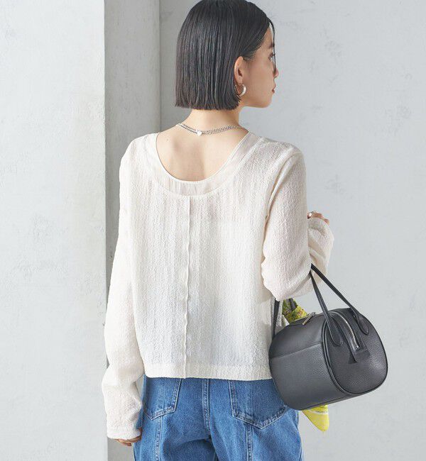 SHIPS for women「〈手洗い可能〉シアー ネック ポコビュー TEE ブラウス」|シャツ・ブラウス|