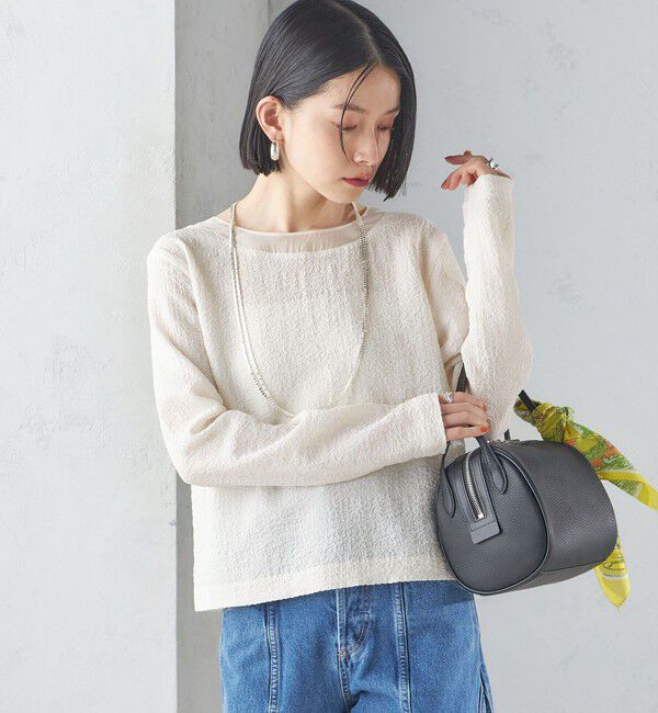 SHIPS for women「〈手洗い可能〉シアー ネック ポコビュー TEE ブラウス」|シャツ・ブラウス|