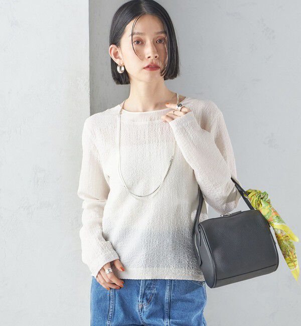 SHIPS for women「〈手洗い可能〉シアー ネック ポコビュー TEE ブラウス」|シャツ・ブラウス|