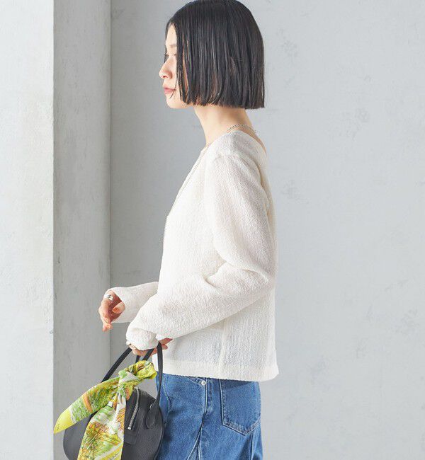 SHIPS for women「〈手洗い可能〉シアー ネック ポコビュー TEE ブラウス」|シャツ・ブラウス|