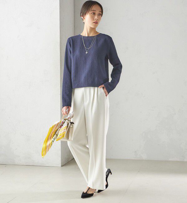 SHIPS for women「〈手洗い可能〉シアー ネック ポコビュー TEE ブラウス」|シャツ・ブラウス|