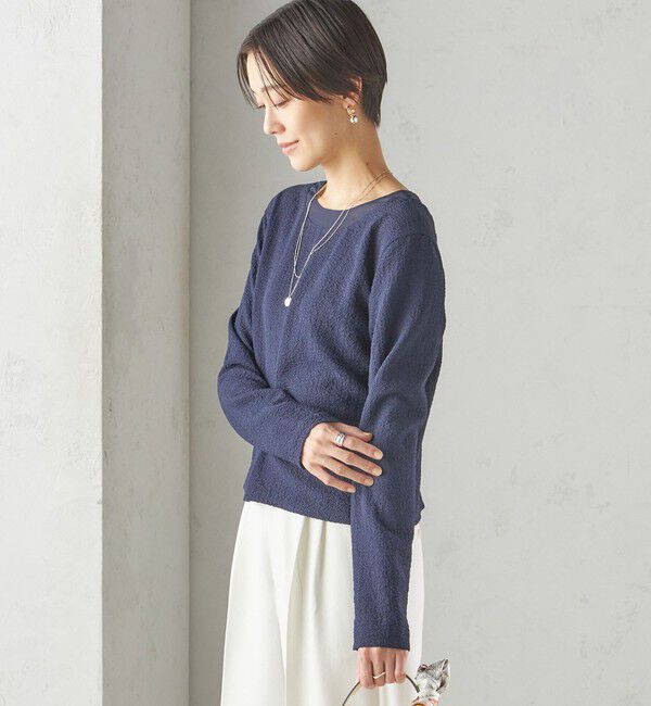 SHIPS for women「〈手洗い可能〉シアー ネック ポコビュー TEE ブラウス」|シャツ・ブラウス|