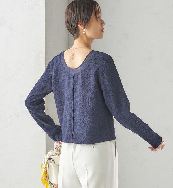 SHIPS for women「〈手洗い可能〉シアー ネック ポコビュー TEE ブラウス」|シャツ・ブラウス|