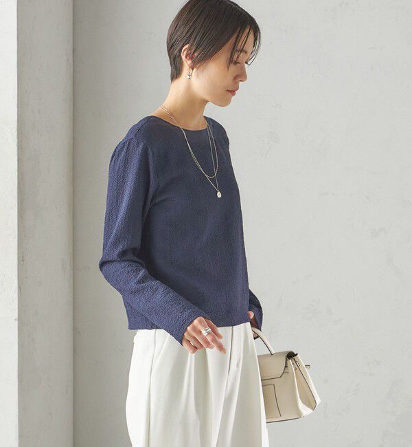 SHIPS for women「〈手洗い可能〉シアー ネック ポコビュー TEE ブラウス」|シャツ・ブラウス|