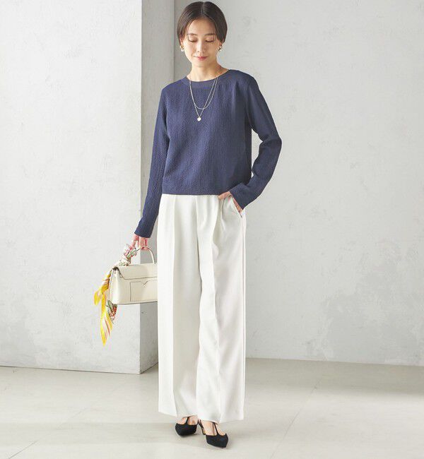 SHIPS for women「〈手洗い可能〉シアー ネック ポコビュー TEE ブラウス」|シャツ・ブラウス|