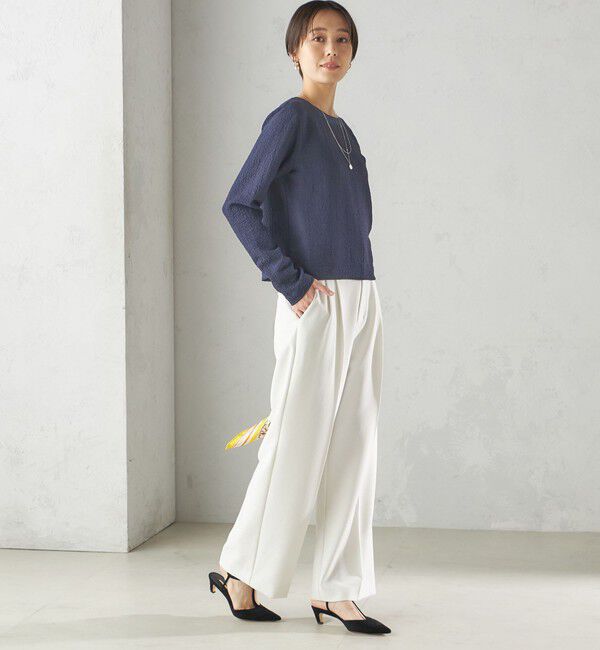 SHIPS for women「〈手洗い可能〉シアー ネック ポコビュー TEE ブラウス」|シャツ・ブラウス|