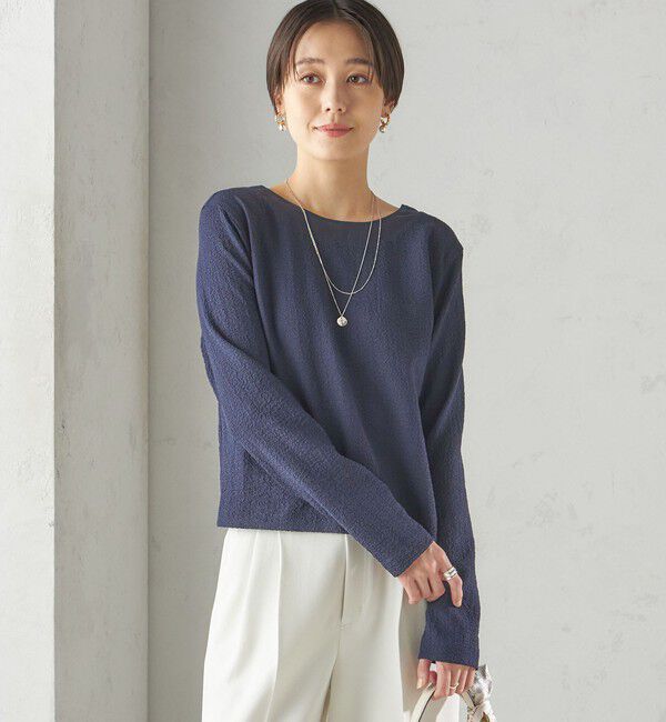 SHIPS for women「〈手洗い可能〉シアー ネック ポコビュー TEE ブラウス」|シャツ・ブラウス|