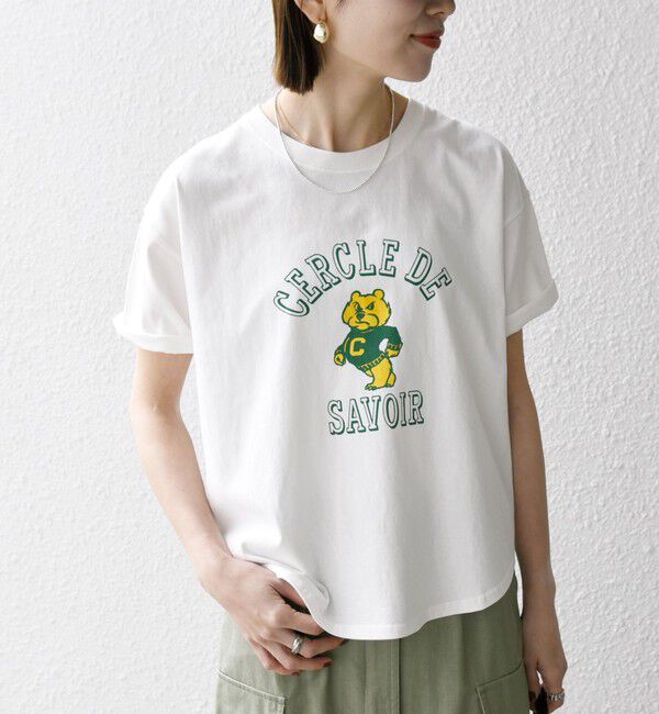 SHIPS any「【WEB限定/SHIPS any別注】THE KNiTS:〈洗濯機可能〉ラウンドヘム プリント ショート TEE」|Tシャツ・カットソー|