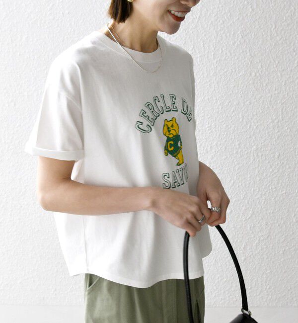 SHIPS any「【WEB限定/SHIPS any別注】THE KNiTS:〈洗濯機可能〉ラウンドヘム プリント ショート TEE」|Tシャツ・カットソー|