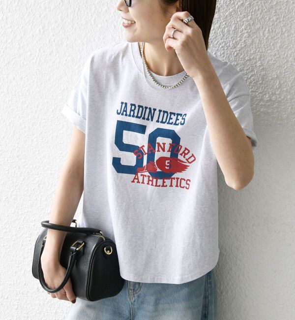 SHIPS any「【WEB限定/SHIPS any別注】THE KNiTS:〈洗濯機可能〉ラウンドヘム プリント ショート TEE」|Tシャツ・カットソー|
