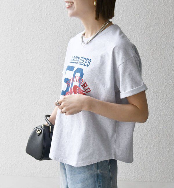 SHIPS any「【WEB限定/SHIPS any別注】THE KNiTS:〈洗濯機可能〉ラウンドヘム プリント ショート TEE」|Tシャツ・カットソー|