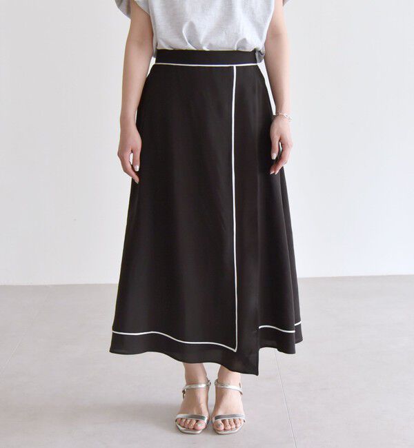 quaranciel「quaranciel:〈洗濯機可能〉パイピング Aライン ラップ スカート」|スカート|