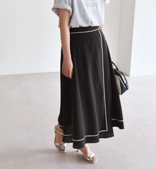 quaranciel「quaranciel:〈洗濯機可能〉パイピング Aライン ラップ スカート」|スカート|