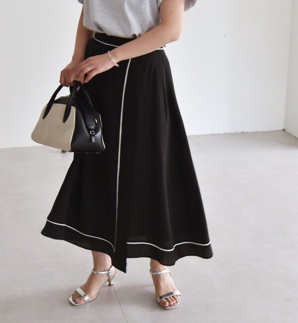 quaranciel「quaranciel:〈洗濯機可能〉パイピング Aライン ラップ スカート」|スカート|