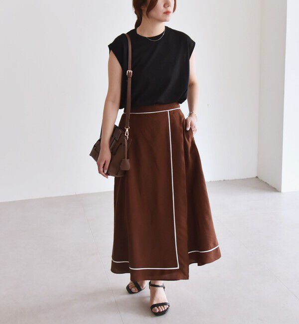 quaranciel「quaranciel:〈洗濯機可能〉パイピング Aライン ラップ スカート」|スカート|