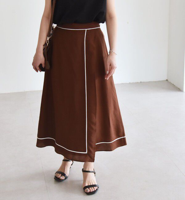 quaranciel「quaranciel:〈洗濯機可能〉パイピング Aライン ラップ スカート」|スカート|