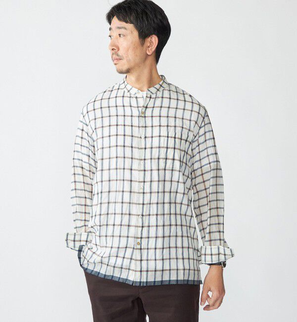 SHIPS「SHIPS: インディア バンドカラー ロングスリーブ シャツ」|シャツ・ブラウス|ホワイト系