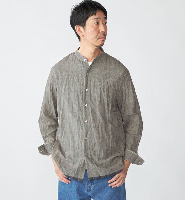 SHIPS「SHIPS: インディア バンドカラー ロングスリーブ シャツ」|シャツ・ブラウス|ブラウン系