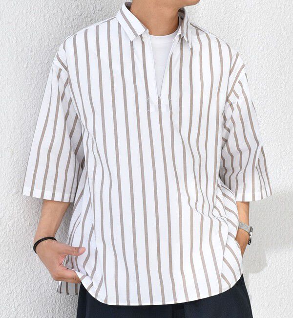 SHIPS any「SHIPS any: ストライプ スモールウェイブ スキッパー プルオーバーシャツ◇」|シャツ・ブラウス|